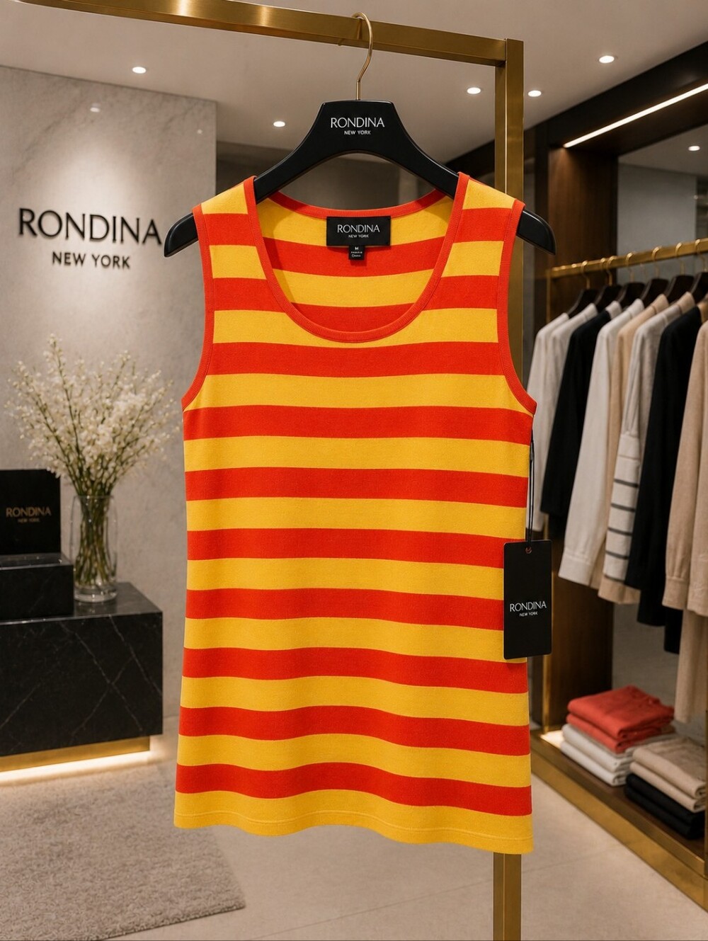 Rondina New York Sleeveless Knit Top | Poppy Red/Canary | Style #603263 | Size M - Picture 2 of 3
